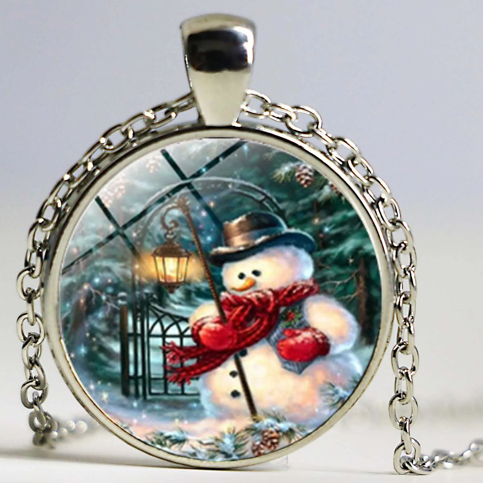 Новое поступление снеговик ожерелье пусть это снег кулон стеклянный купол