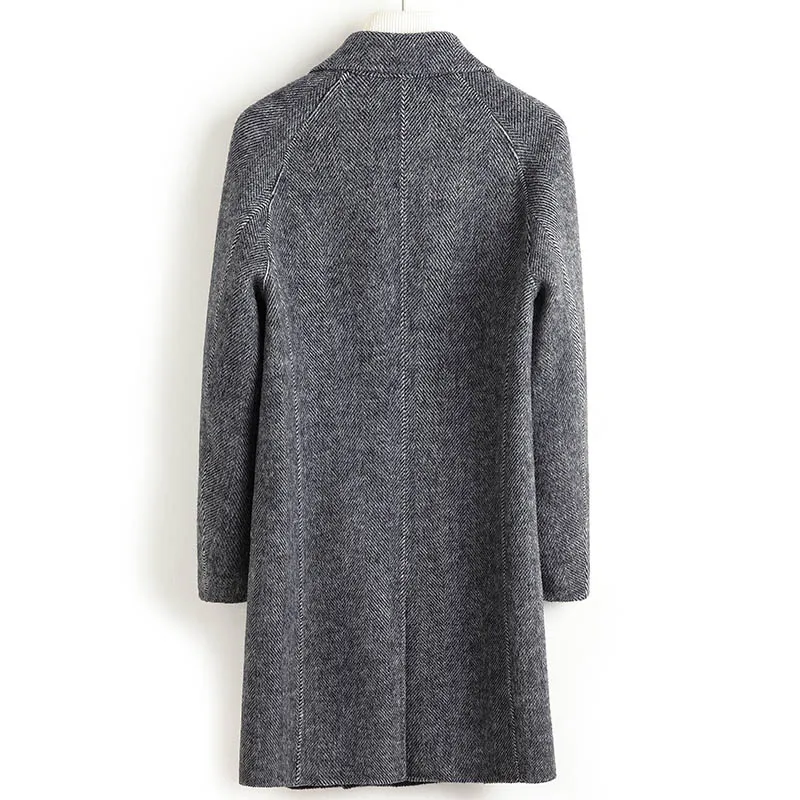 Шерстяное пальто для мужчин 2020 двухсторонняя Длинная шерстяная куртка