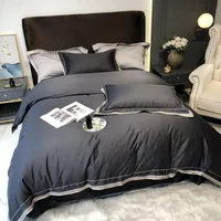 100%Egyptian Cotton Duvet Cover Set Ultra Soft Easy Care Breathable Queen/King 4Pcs Dark Grey Bedding set Bed Sheet Pillowcases
