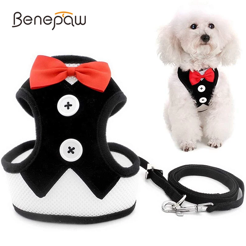 

Benepaw No Pull Dog Harness And Leash Set Adjustable Easy Control Breathable Bowtie Cat Puppy Harness Vest For Party Wedding