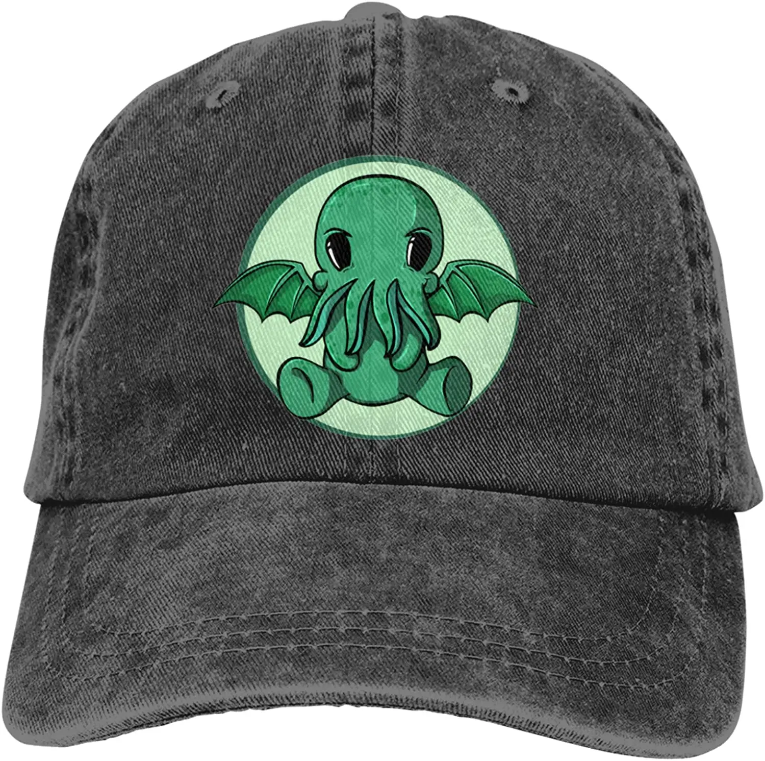 

Ct-hu-l-hu Hat Men Women Adjustable Fashion Washed Denim Caps For Outdoor Black