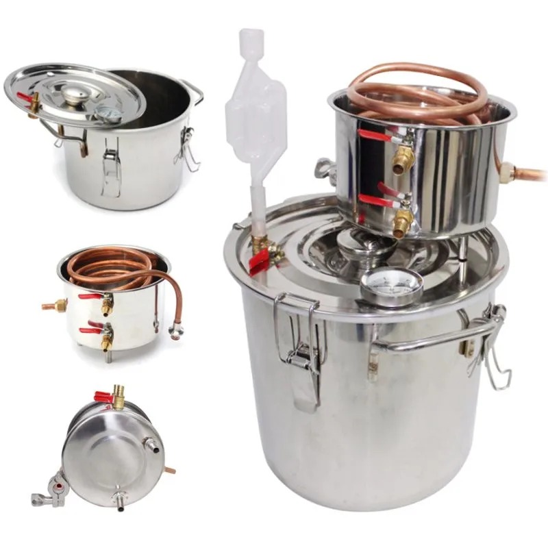 

8GAL 35L эффективный дистиллятор Alambic Moonshine алкоголь из нержавеющей меди DIY для домашнего пивоварения воды вина Эфирное масло комплект для пиво...