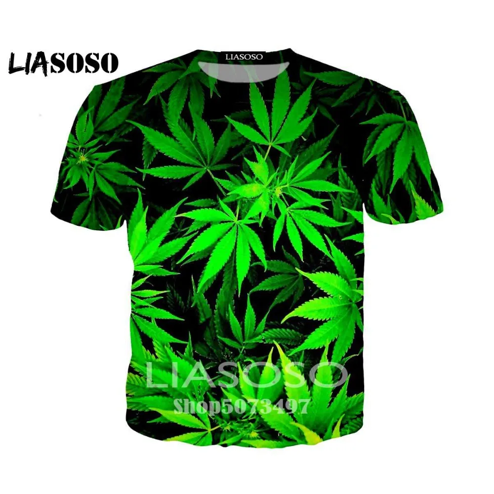 Liasoso, 3D принт, для женщин и мужчин, футболка, новая, модная, цветная, кленовый лист, конопляные листья, футболка, уличная, хип-хоп, круглый вырез, короткий рукав