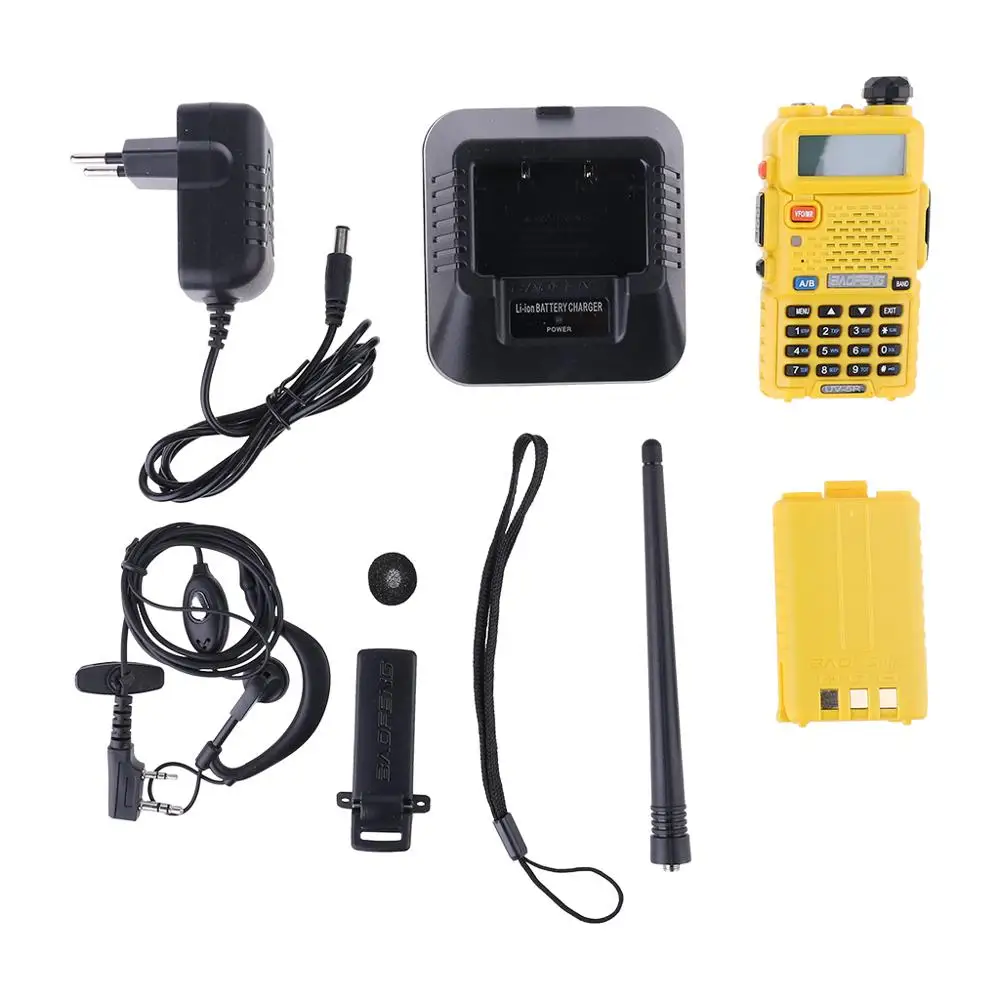 Уличная UV-5R портативная рация профессиональная CB радиостанция Baofeng UV5R трансивер 5 Вт VHF UHF портативная UV 5R охотничья радиостанция - Цвет: Цвет: желтый