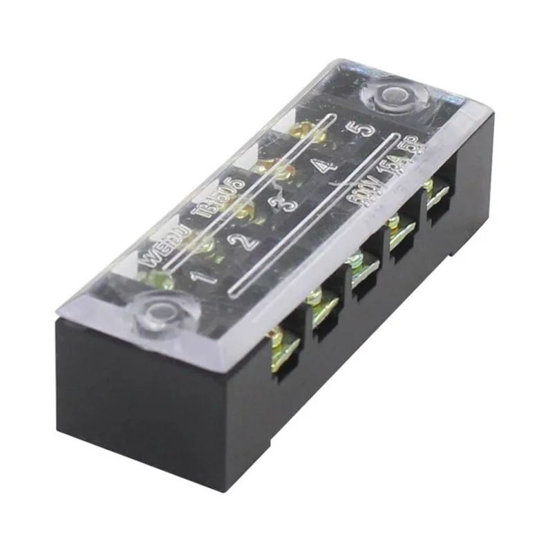 

5x Electric Isolation Strip Block Dual Row 5-Position Screw Terminals Copper+PVC