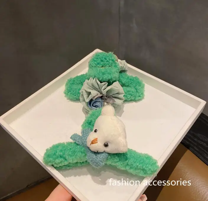 

Симпатичный дизайн ощущение спины головы Симпатичный плюшевый с клипсой женский осенний и зимний большой зажим для акулы зеленый милый ког...