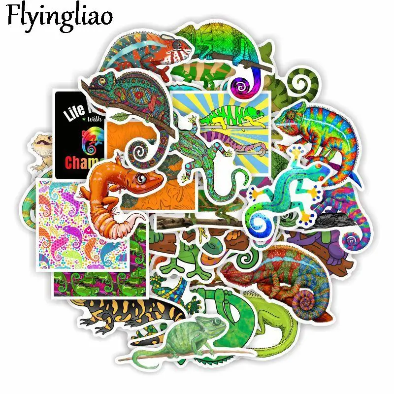 

50pcs Green lizard Cartoon Animation Sticker ForComputer Motorcycle Skateboard Guitar Toy Game Machine Children Gift