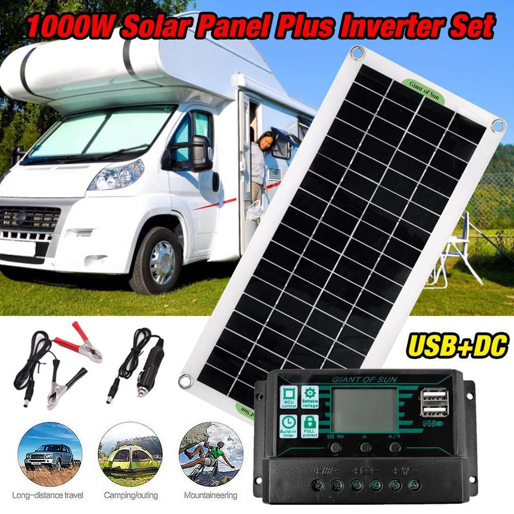 Online 30W Panel Surya Kit Lengkap 220V USB Dengan 60/100A Pengendali Sel Surya Untuk Mobil Kapal Pesiar RV Perahu Telepon Seluler Pengisi Baterai