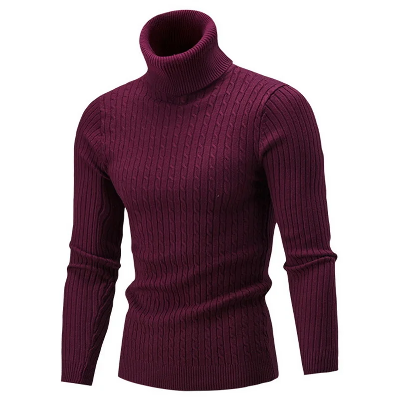 

Men's Turtleneck Sweaters Thick Winter Warm High Neck Sweater Mens Sweaters Solid Color Slims Pullover Men Knitwear Male Sweater