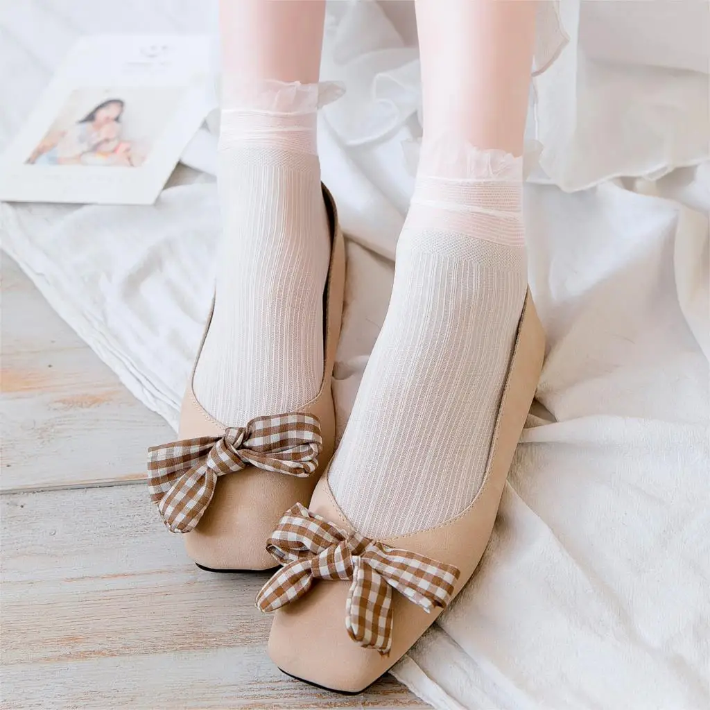 

Кружевные носки сказочные японские в форме трубы чулки Лолита милые летние тонкие корейские прозрачные носки принцессы для женщин