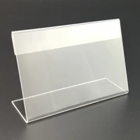 transparent acrylic display stand l shaped price tag display holder rack label stands tag plate for sign stands poster racks
