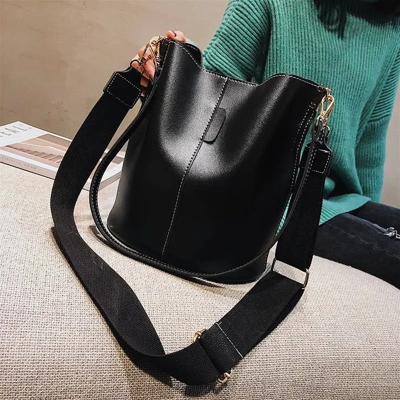 

Large Women's Bag High Quality Casual Women's PU Leather Bag Bucket Tote Bag Hundred Simple Shoulder Bag Ladies Large Bolsos
