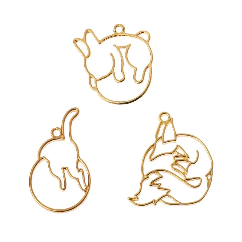 

3Pcs Playing Lunar Rabbit Blank Frame Pendant Open Bezel Resin Jewelry DIY 652B