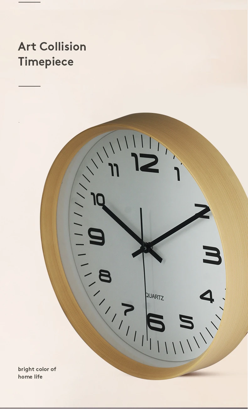 

12 inch round wood grain quartz wall clock silent clock Living room/bedroom Nordic light luxury decoration wall clock