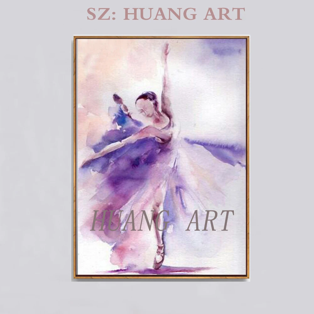 

Fashionable canvas wall art oil painting in the modern image of the women sexy purple people dancing ballet to family decoration