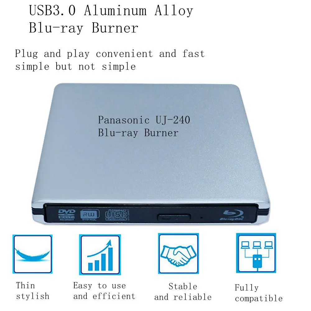 USB3.0 External FOR Panasonic UJ-240 6X Blu-Ray Burner BD-RE DVD RW Drive