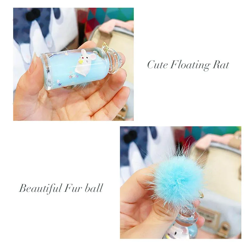 Новинка 2019 милый брелок с плавающей крысой и меховым помпоном подвижный зыбучий