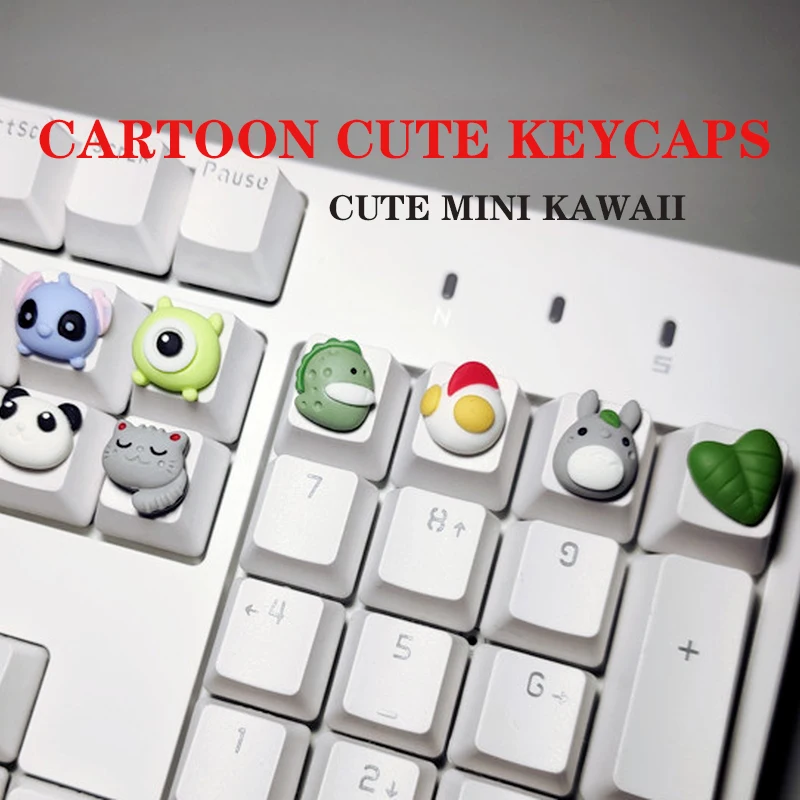 Teclas personalizadas, Mini Kawaii R4, dibujos animados, color rosa y blanco, para teclados mecánicos, anime