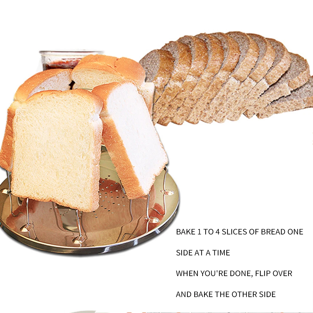 

Portable New Stainless Steel Stove Barbecue Outdoor Stainless Steel Camping Bread Rack Eco-Friendly Round Toasted Tray Home