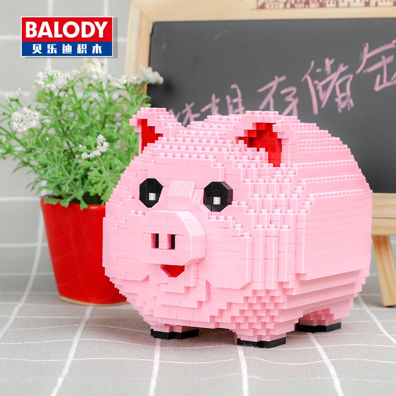 Balody 16117 Копилка розовая свинка 3D модель 1030 шт. Сделай Сам мини алмазные блоки