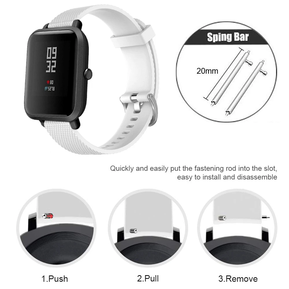 Ремешок силиконовый для смарт часов Xiaomi Huami Amazfit Bip BIT Lite 20 мм|Смарт-аксессуары| |