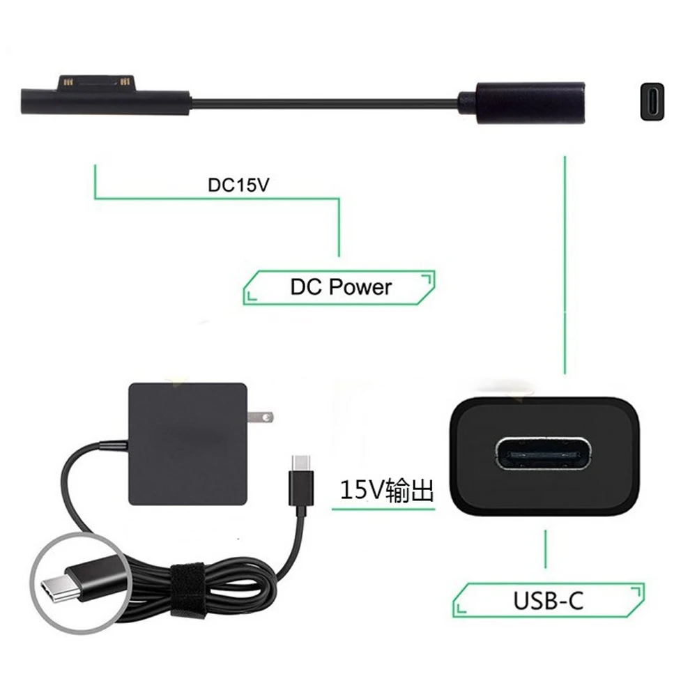 New USB-C Magnetic Charging Cable Power Adapter For Microsoft Surface Pro3 / Pro4 Fast PD Conversion Type-C | Компьютеры и офис