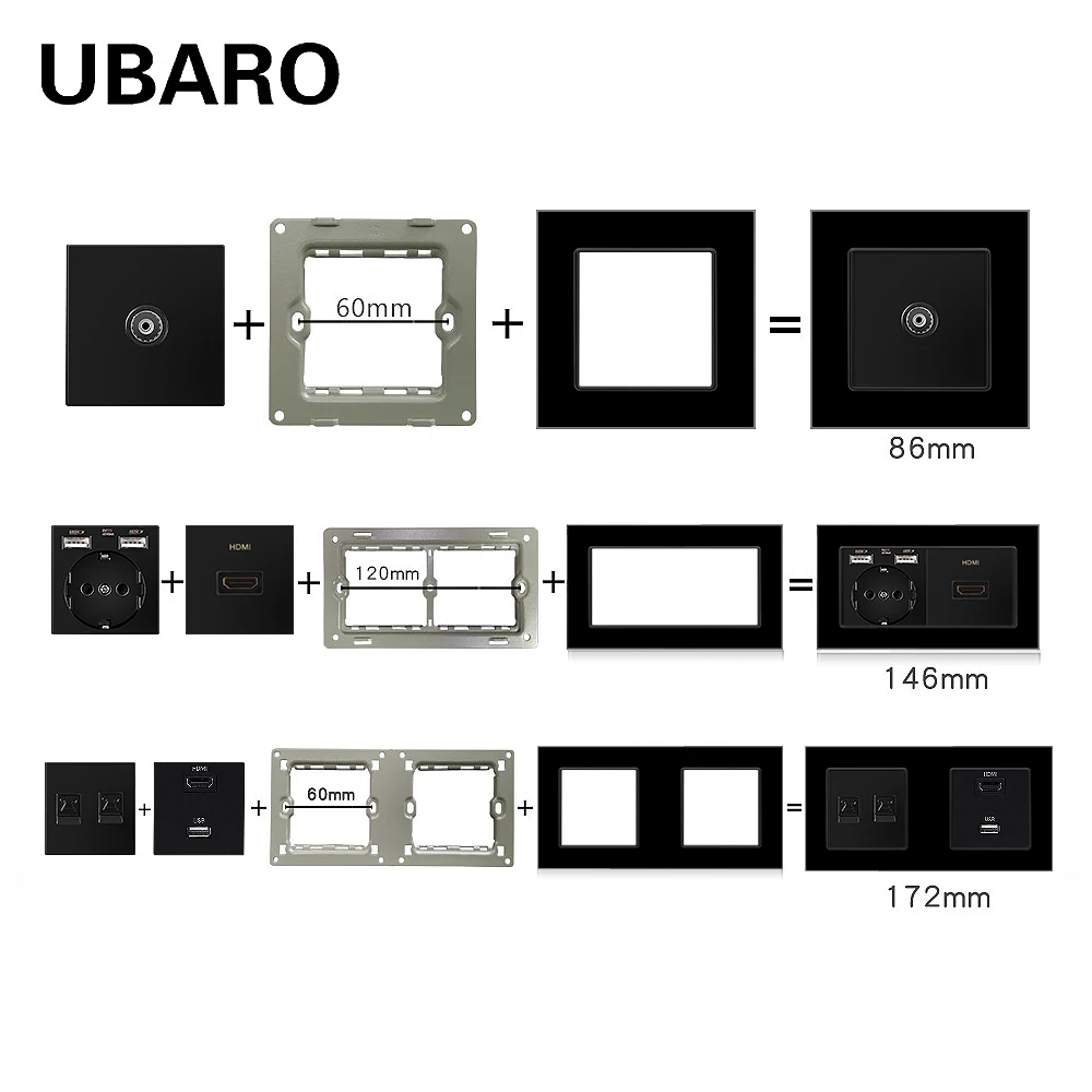 Светодиодная лампа для ног UBARO Индукционная с черным разъемом USB 5 В 2100 мА RJ45 /RJ11/TV