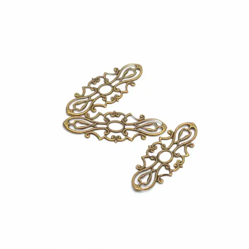 

Free shipping Retail 20Pcs Antique Bronze Filigree Wraps Connectors Metal Crafts Gift Decoration DIY Findings 3.8x1.5cm F0368