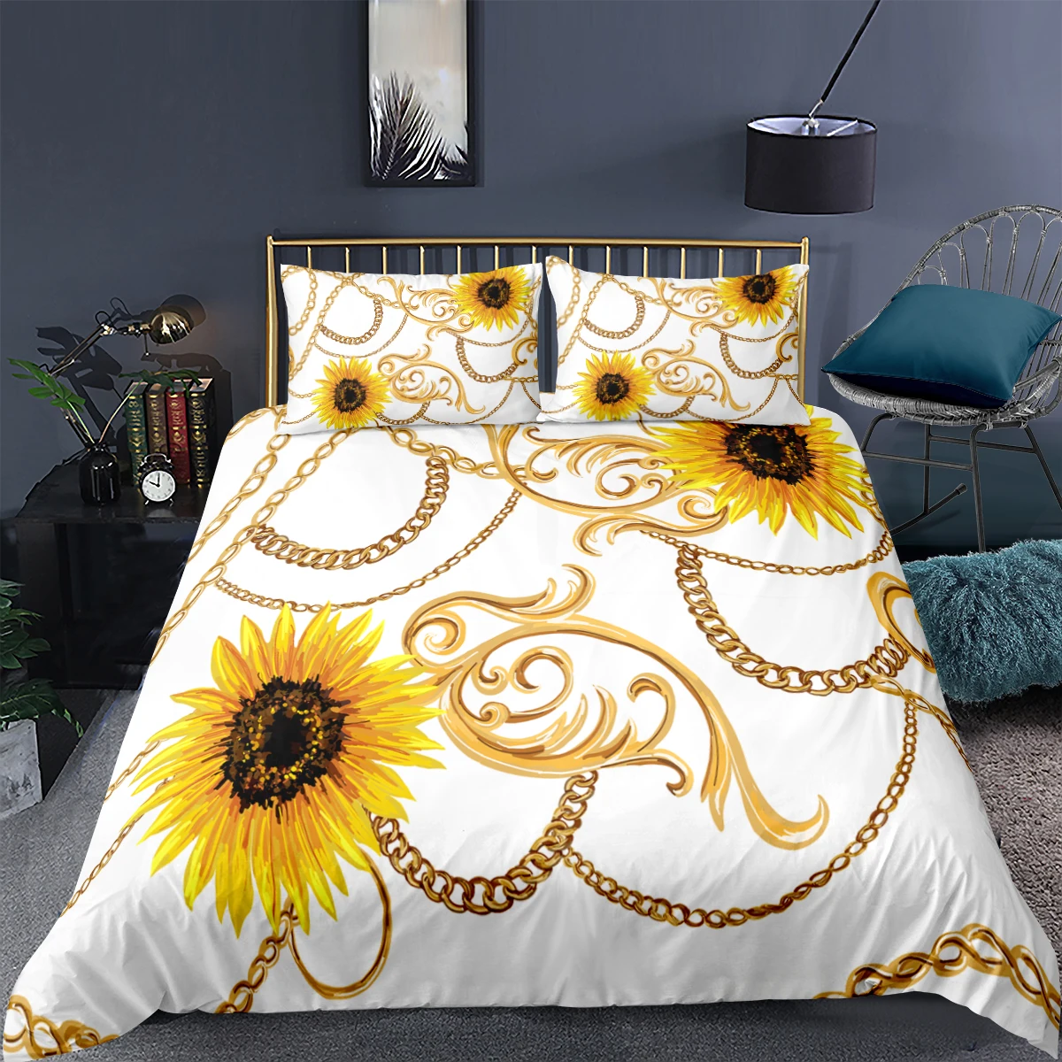 

Luxury Sunflower Pattern 3D Print Comforter Cover Bedding Set 2/3pcs Queen Twin Single Size Duvet Cover Set Pillowcase