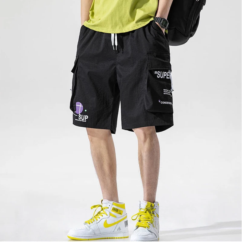

2020 Summer Men's Work Shorts Trendy Brand Thin Handsome Five-Point Drawstring Straight Knee Over The Sweatpants