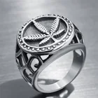 Винтажное кольцо-перстень с конопляной травой из нержавеющей стали в стиле панк, кленовый лист, Большой браслет, кольца для мужчин и женщин, байкер, хип-хоп, ювелирное изделие 2019