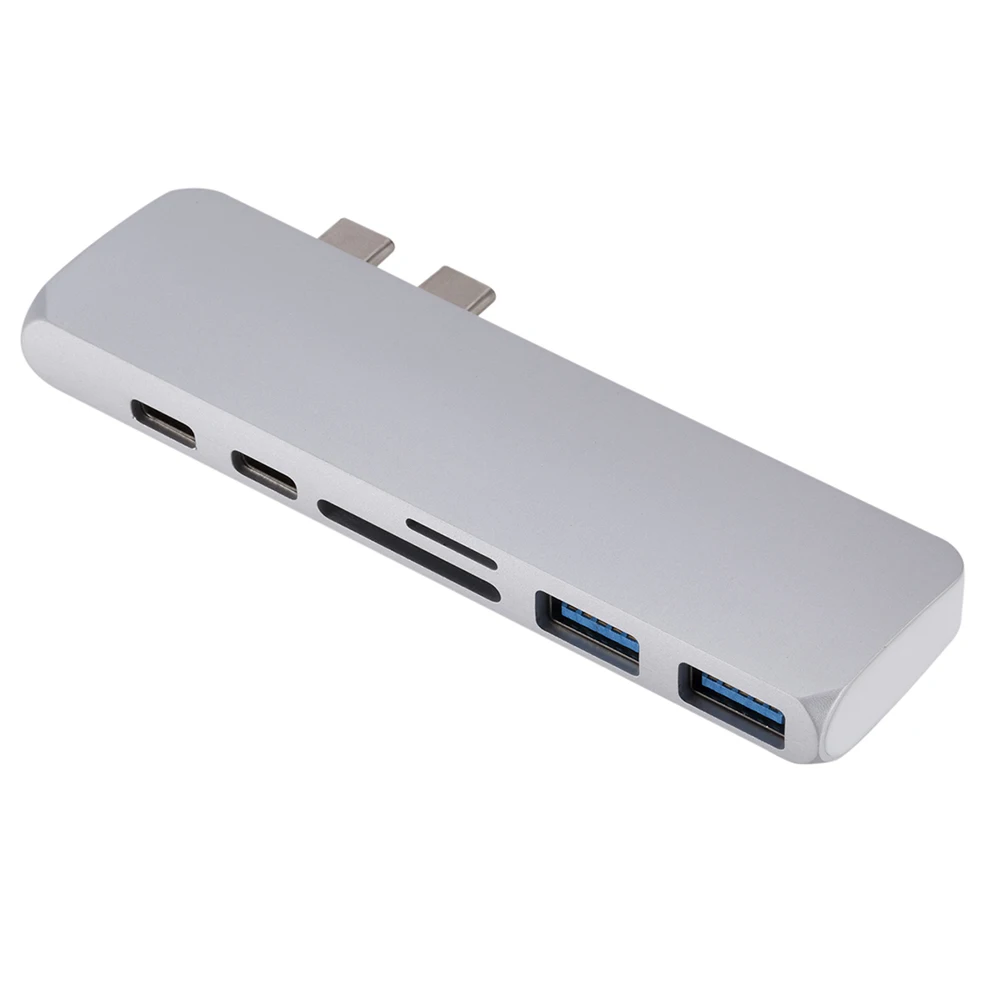 

7 in 1 Hub Dual Type C to 4K HDMI-compatible Adapter USB C with 2 USB 3.0 2 USB C Ports Memory Card Reader for MacBook Pro