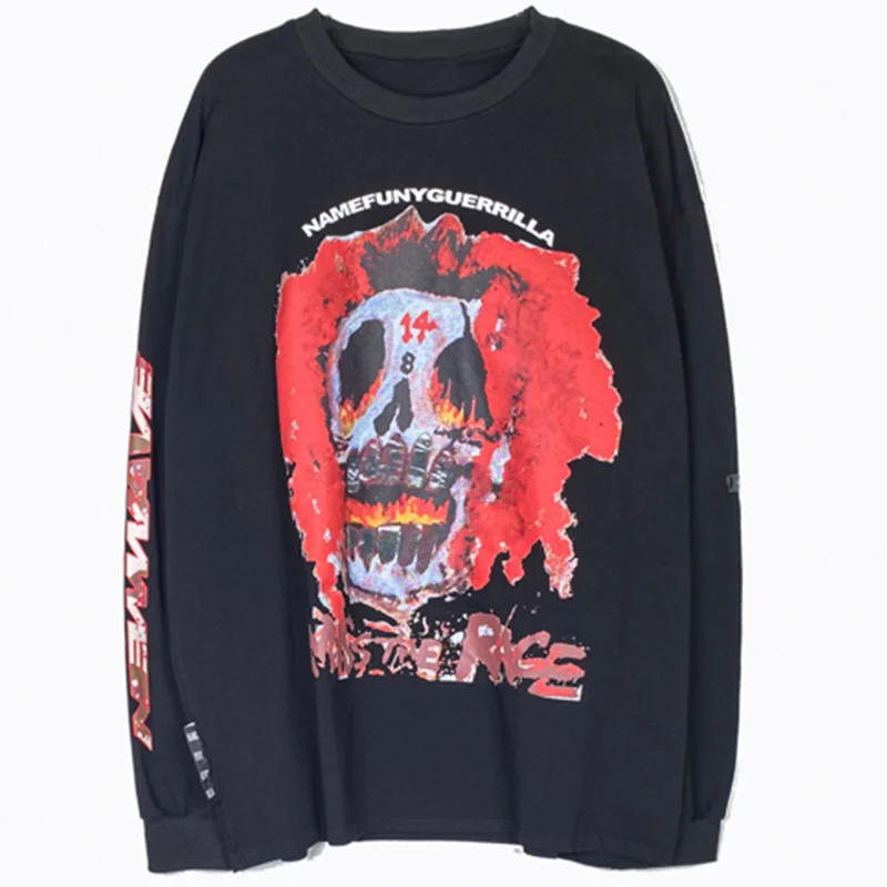 

Sweatshirt Men Skull Clown Graffiti Letter Printed Pullover Autumn Oversize Hipster High Street Style Couple Streetwear