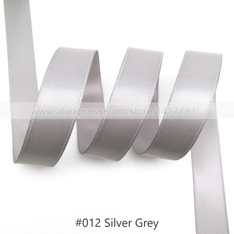 012 Silver Grey 25 Yards) 6 9 16 25 38 50 мм атласная лента Двусторонняя лента высокого качества полиэстер Двусторонняя лента банты изготовление тканей - Цвет: 012 Silver Grey