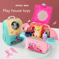 childrens play house toy pet backpack animals cartoon dog cat baubles simulation bag toys for girls gift