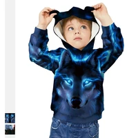 digital printing wolf childrens clothing wolf cat ears hooded sweater autumn new products long sleeves outside wearing tide