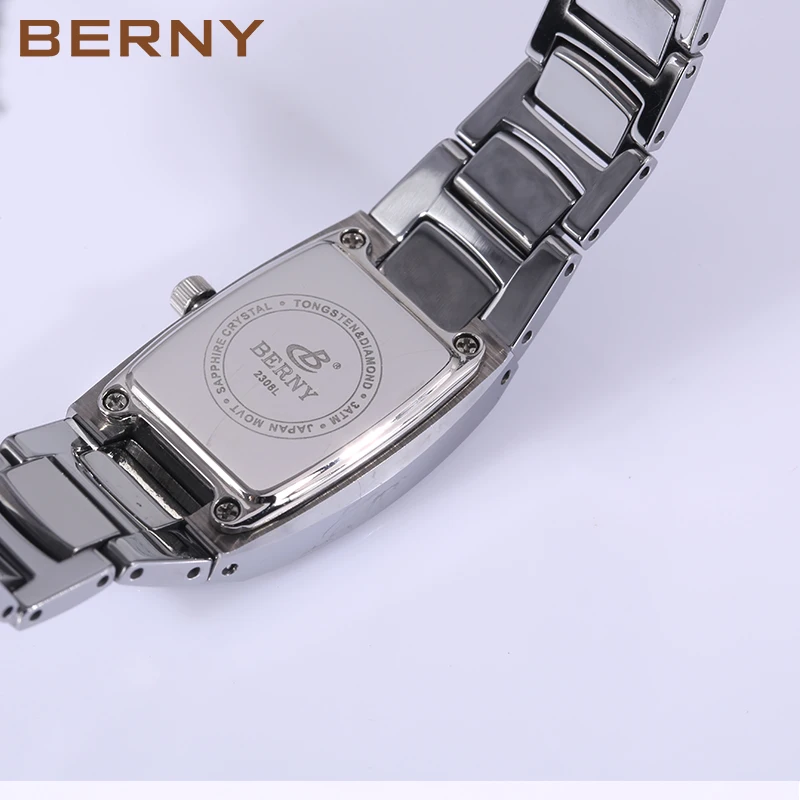 Berny Women Quartz Watch Tonneau Ladies Sapphire Len Tungsten Case Easy Read Dial Waterproof Business Diamond Gift Reloj De Muje enlarge