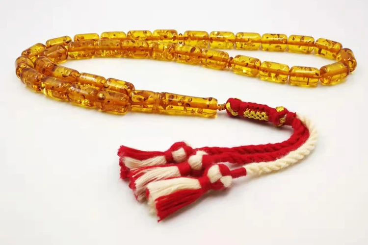 Ambers цвет Tasbih 33 бусины Мужская Смола мусульманские четки хлопок кисточкой ислам модный браслет арабский Misbaha