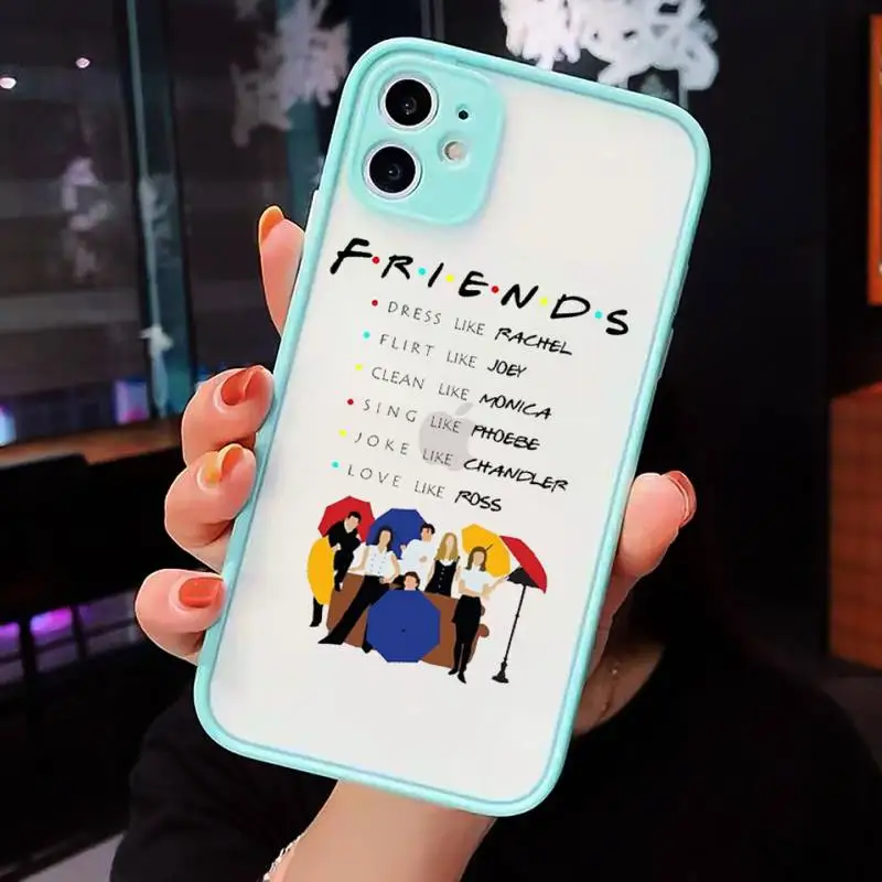 

Friends TV Show Door Phone Case For iPhone 12 11 Mini Pro XR XS Max 7 8 Plus X Matte transparent blue Back Cover
