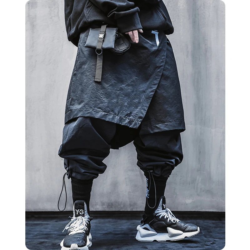 Мужская одежда в стиле Харадзюку юбка штаны хип хоп длинные брюки карго с