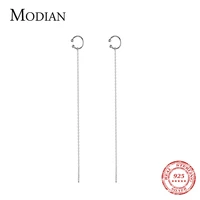 modian round simple jewelry 925 sterling silver long chain drop earrings for women charm silver 925 jewelry gifts brincos