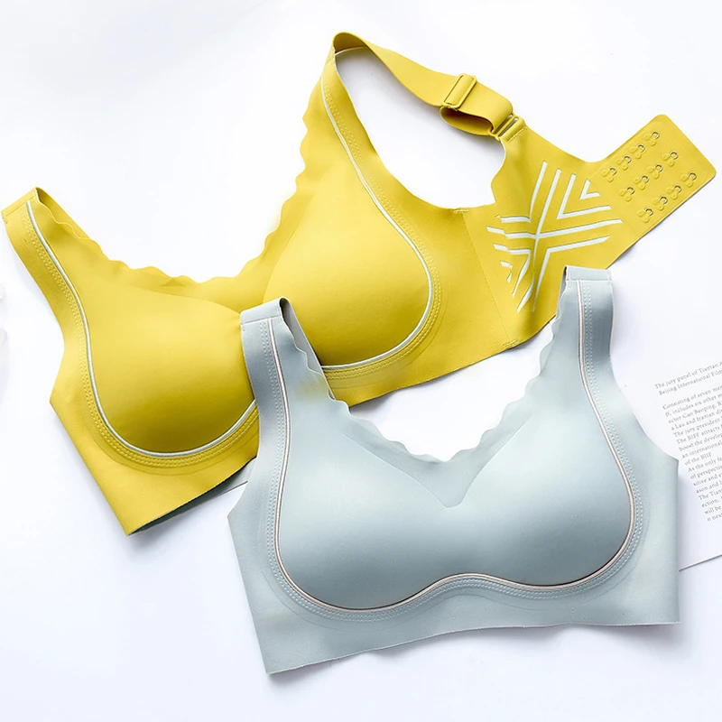 

Wasteheart For Women Yellow Sexy Lingerie Sets Plus Size Bras One-Piece Cotton Panties Underwear Wireless Bra Sets Cup A B