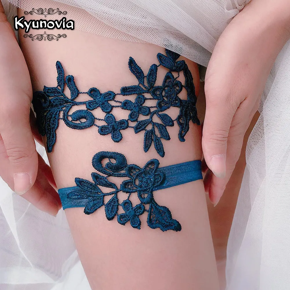 Kyunovia 2 шт./компл. свадебные подвязки кружевной бюстгальтер с цветочной вышивкой