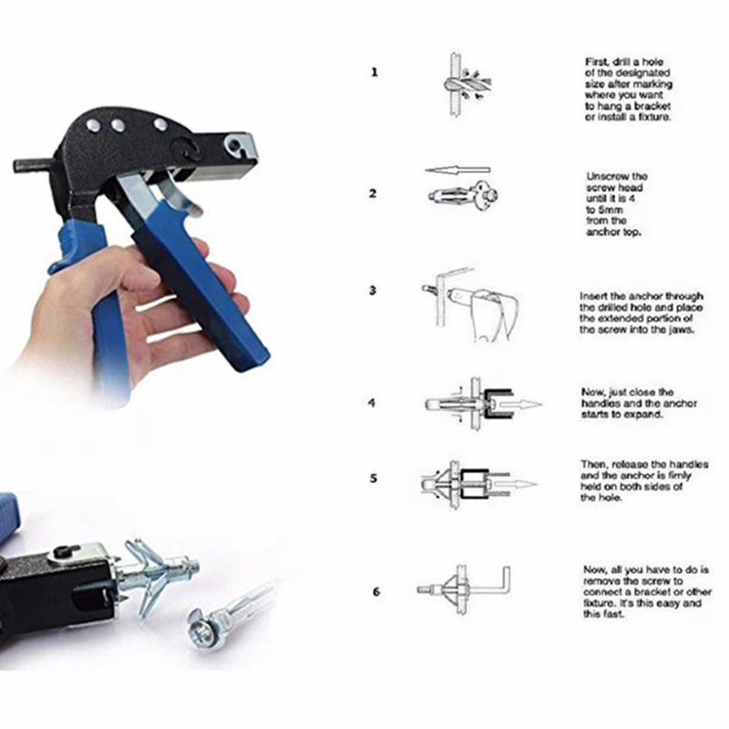 

Hollow Wall Anchor Metal Setting with M4 M5 Mixed Screw Set Cavity Plasterboard Fixing Car Body Repair Tool