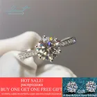 Inbeaut с покрытием 18-ти каратным белым золотом, пройти алмаз Тесты круглый отличный крой 1 компьютерная томография D Цвет Муассанит вечерние Кольцо Классический 925, ювелирное изделие, подарок