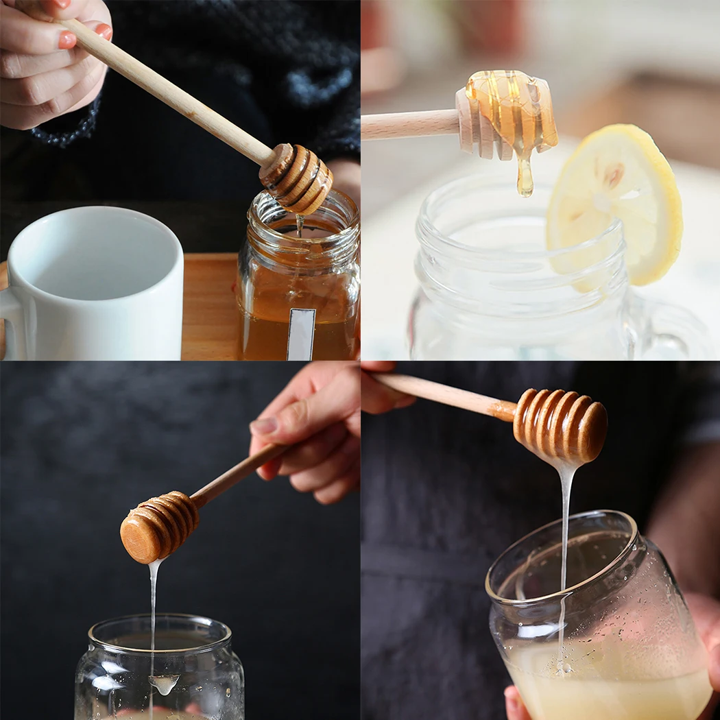 

5/10Pcs Long Handle Wood Honey Stir Bar Practical Honey Mixing Stick Jar Spoon Supplies For Coffee Milk Tea Kitchen Tool