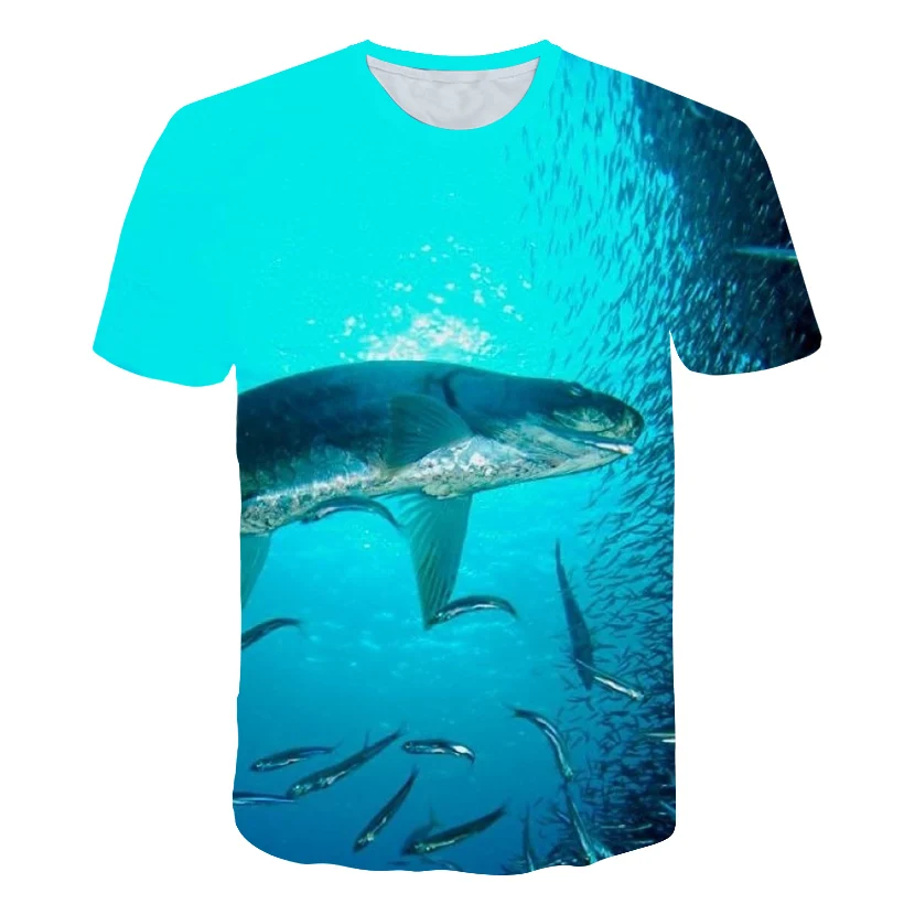 

Fish 3D Printed T-Shirt Boy O Collars Hip Hop T-Shirt Fisherman Tropical Fun T-Shirt Summer Fisherman Animal Children Boys Girls