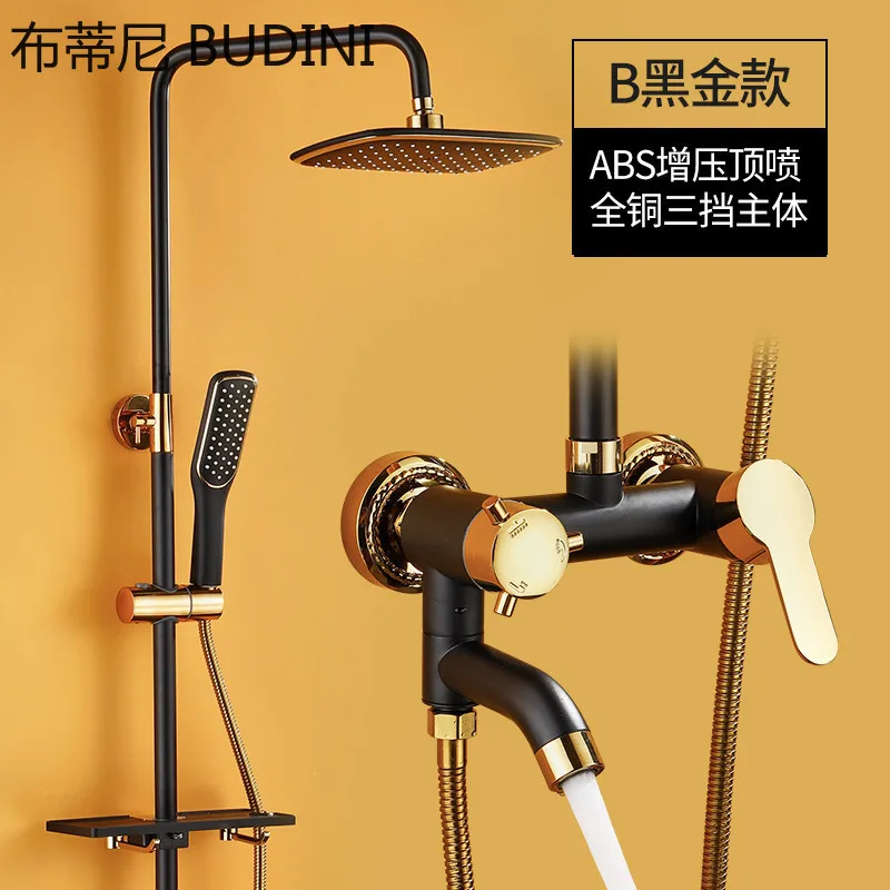 bathroom shower faucet set wall mounted black shower rain bath faucet bathtub faucet eco systems hot and cold blend mixer tap free global shipping