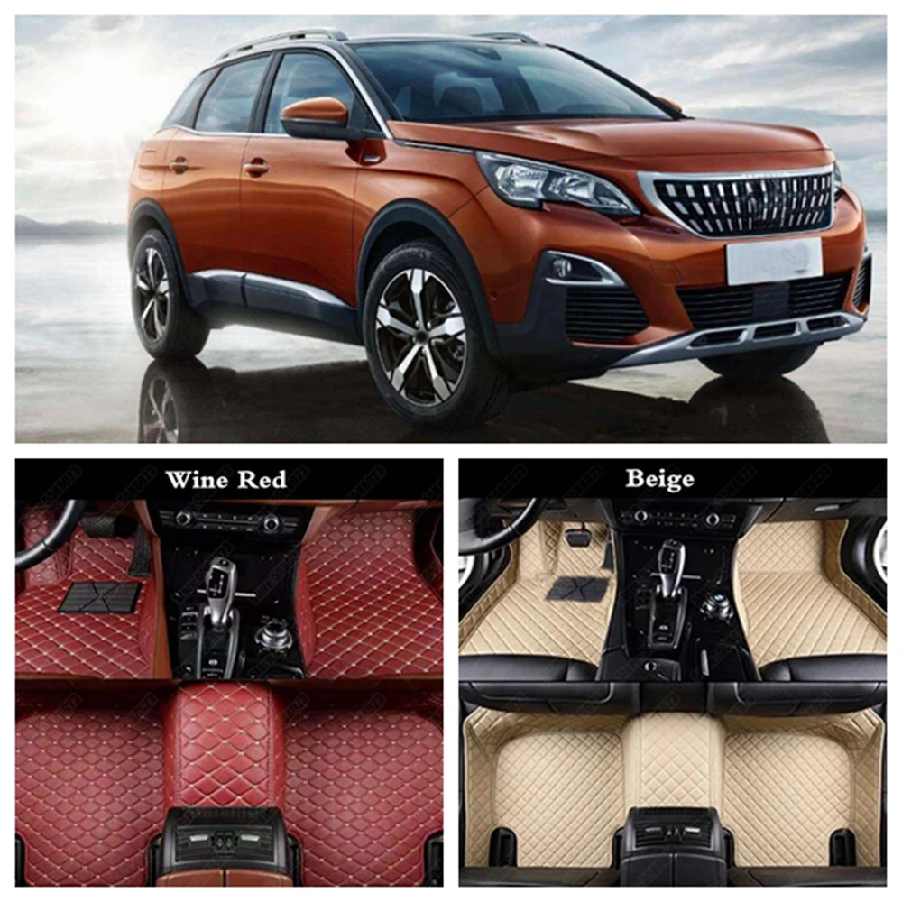 Лучшие кожаные автомобильные коврики для ног на заказ Peugeot 2008 207 3008 2012 308 206 508 301