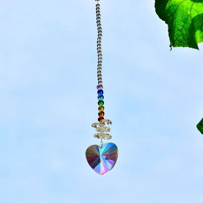 Садовый витраж декоративные чакры в форме сердца стеклянные призмы радужные
